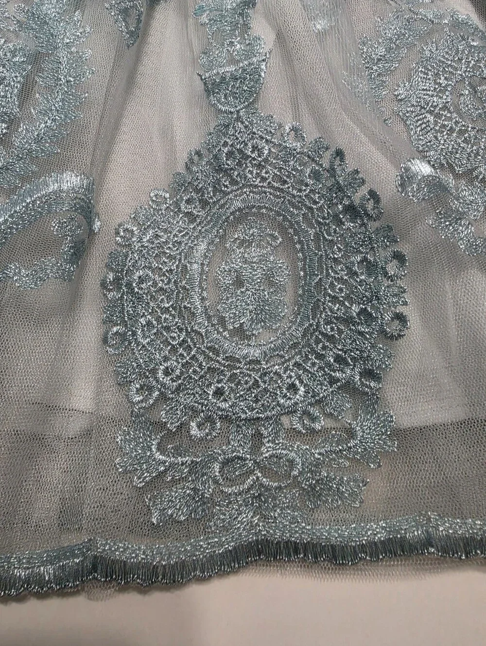 Popatu Special Occasion Embroidery Sage Green Tulle Overlay Fairytale Dress 3T